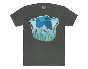 Great Blue Heron T-shirt - Pacific Northwest PNW Seattle Puget Sound Lake Washington Art Design