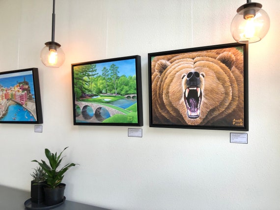 16x20 Canvas Print growling Grizzly Brown Bear Painting 