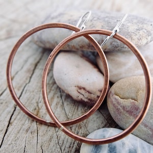 Boucles d’oreilles Hoop | Cerceaux de cuivre | Grande boucle d’oreilles Hoop | Boucles d’oreilles Circle | Cerceaux rustiques | Boucles d’oreilles pendantes | Boucles d’oreilles | Grands cerceaux de cuivre