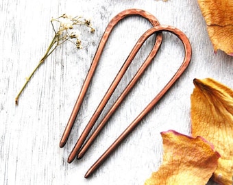 Copper hair fork | Hair pin | Hair accessory | Hand forged copper hair stick | Rustic hair fork | Hammered copper hair fork | Hair jewellery