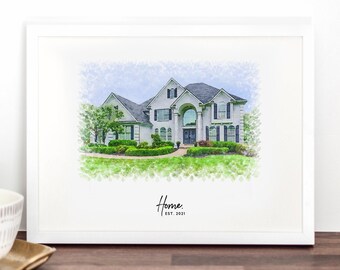 Realtor Closing Gift || Custom Watercolor House Portrait || Personalized Housewarming Gift || First Home Gift || Home Portrait