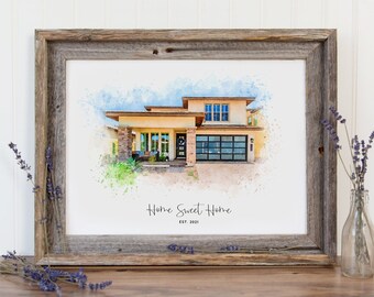 Personalized Housewarming Gift || Realtor Closing Gift || Custom Watercolor House Portrait || First Home Gift || Home Portrait
