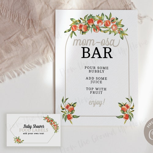 A Little Cutie Baby Shower Mimosa Bar Sign and Food Labels Etsy