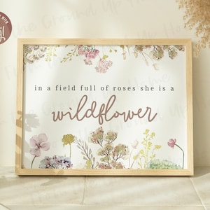 In A Field Full of Roses She Is A Wildflower Boho Baby Shower Sign 20" x 16" | INSTANT DOWNLOAD | CORJL, editable digital file 143