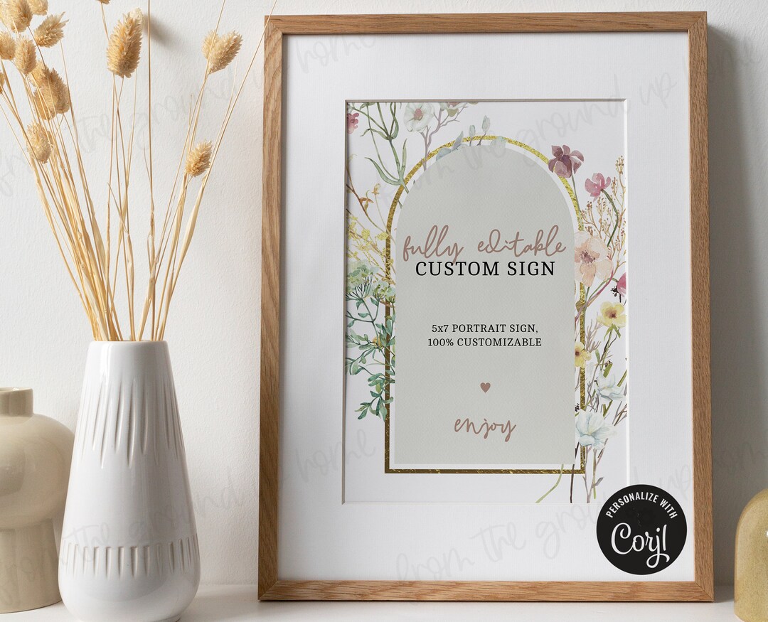 Wonder Boho Sign Wildflower Boho Baby Shower Custom Sign 5x7 | INSTANT DOWNLOAD | CORJL ...