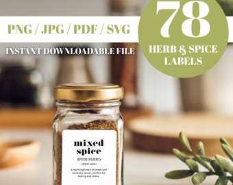 Pistilli Press - 78 Printable Spice Jar Labels / Pantry Labels / Spice Rack Organizer / Printable Spice Labels / Digital Kitchen Labels