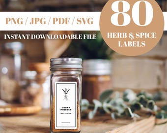 Modern Farmhouse - 80 Printable Spice Jar Labels / Pantry Labels / Spice Rack Organizer / Printable Spice Labels / Digital Kitchen Labels