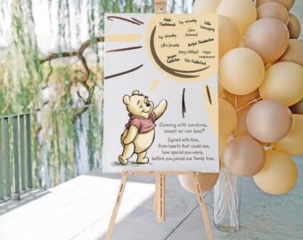 Winnie the Pooh Baby Shower Signing Board / Gender Neutral / A3 Printable / Baby Shower Sign for Guests to Sign / Digital Download
