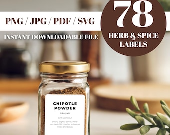 Moderno - 78 Printable Spice Jar Labels / Pantry Labels / Spice Rack Organizer / Printable Spice Labels / Digital Kitchen Labels