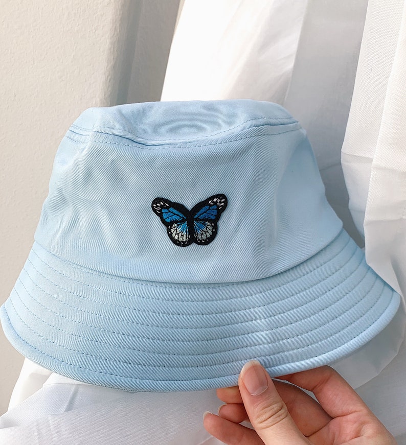 Butterfly Bucket Hat Baby Blue Bucket Hat Embroidered | Etsy