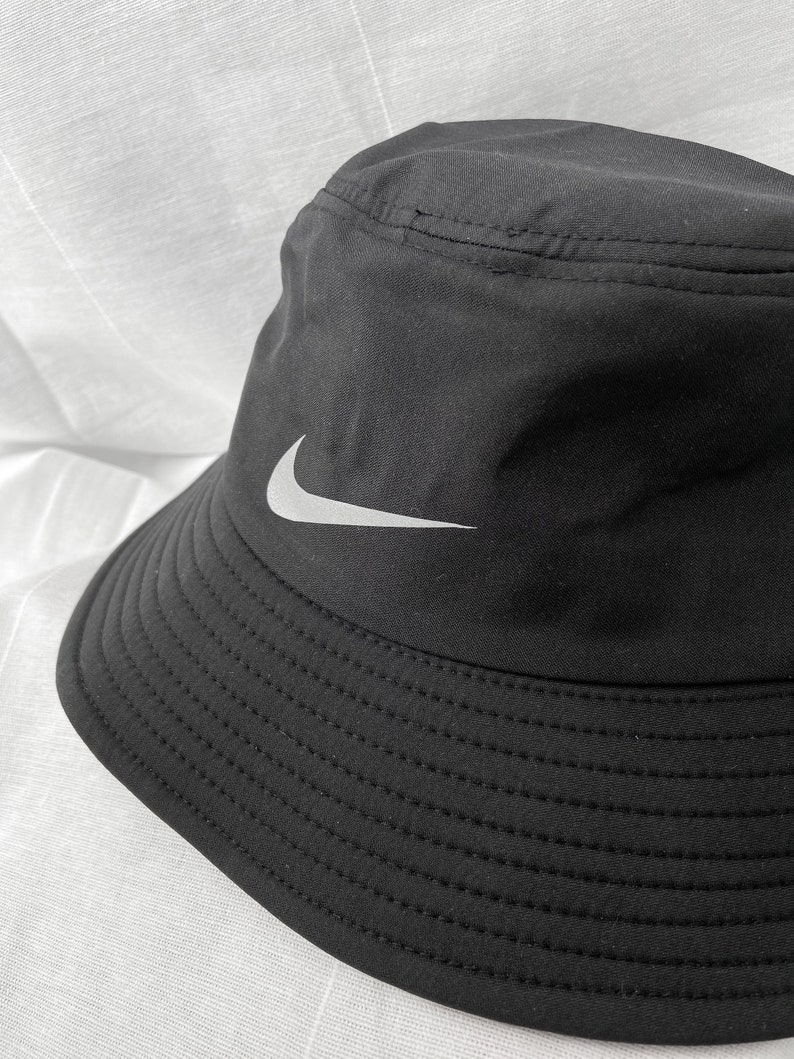 Reflective Black Nike Logo Bucket Hat | Etsy