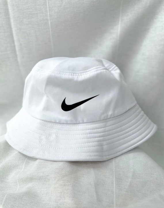 White Nike Inspired Logo Bucket Hat | Etsy