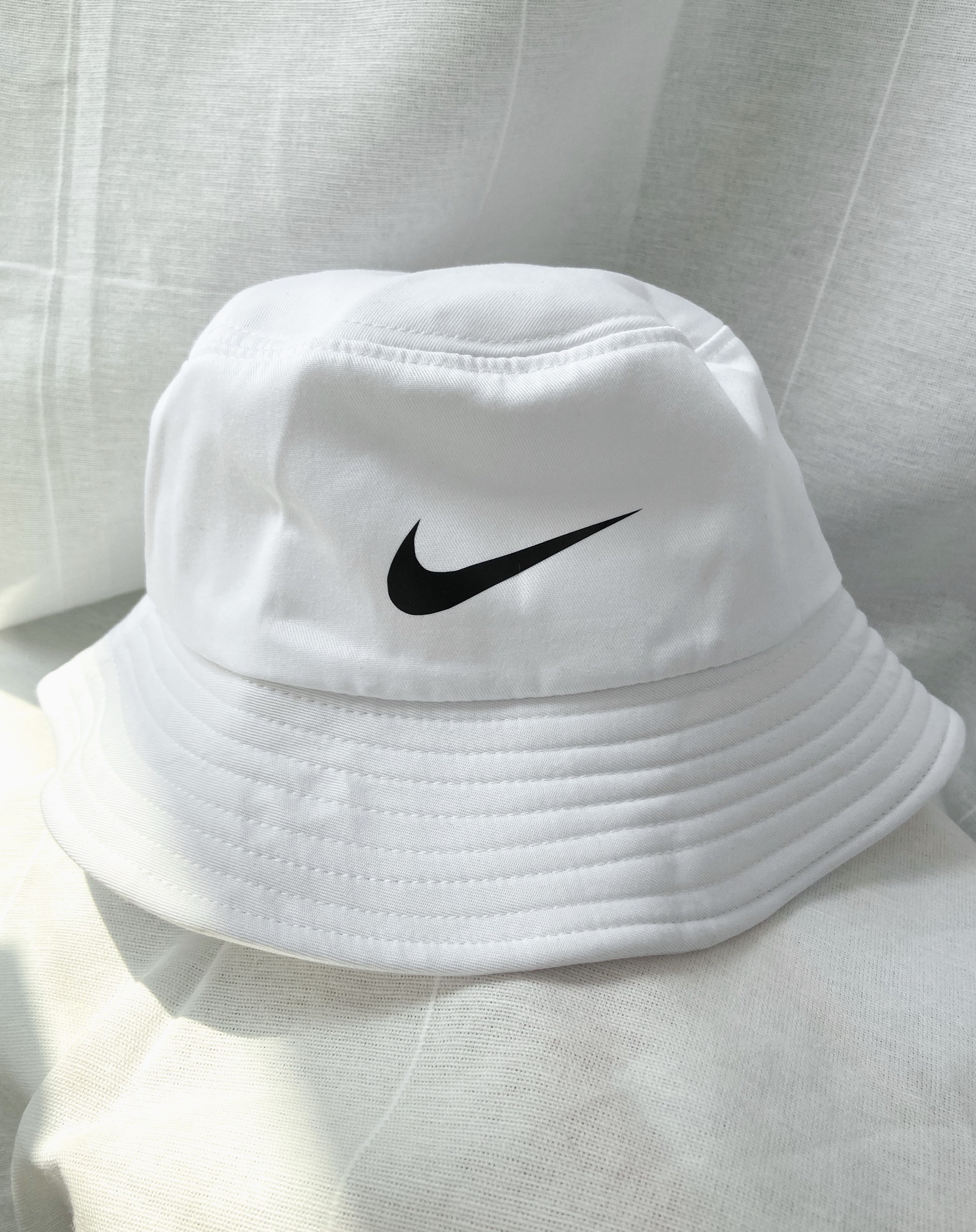White Nike Inspired Logo Bucket Hat Etsy