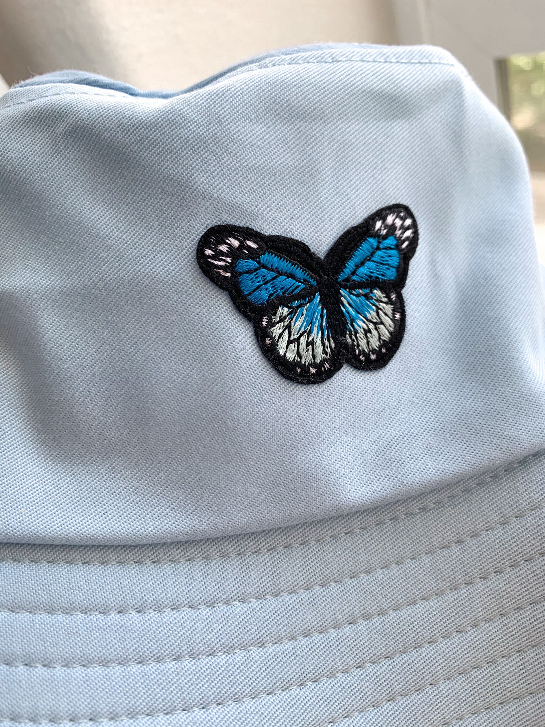 Butterfly Bucket Hat Baby Blue Bucket Hat Embroidered Etsy