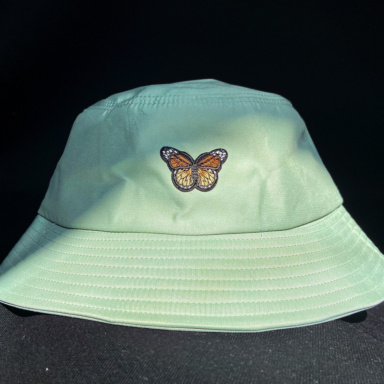 Y2K Green Bucket Hat with Brown Butterfly Etsy