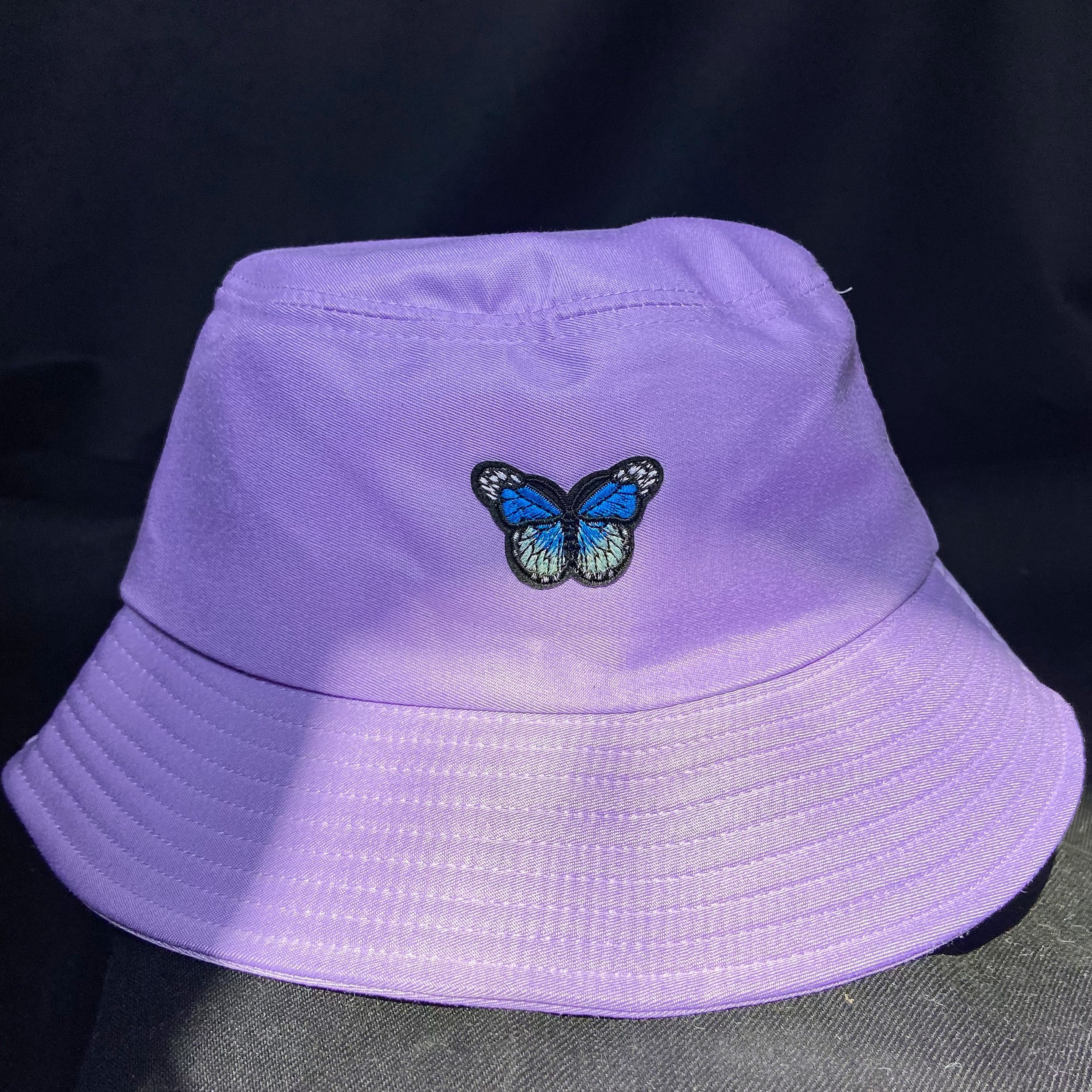Y2K Purple Bucket Hat avec blue butterfly Etsy