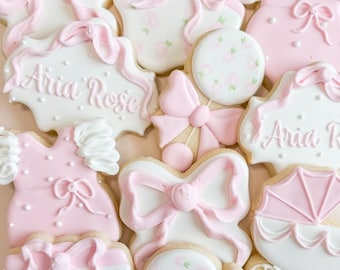 Coquette Bow Theme Baby Shower Cookies