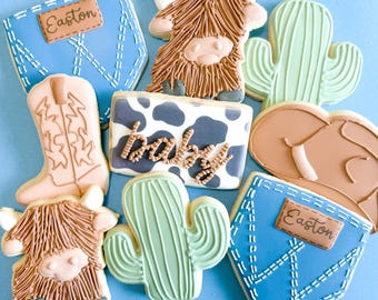 Rodeo Baby Shower Cookies First Rodeo Cowboy Western Cookies