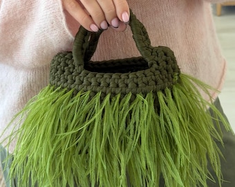 Handmade Crochet Feather Bag | Custom colors available