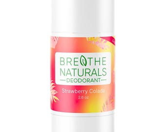 Breathe Naturals Deodorant för kvinnor, män och barn | 24 timmars luktskydd, aluminiumfri, säker för känslig hud | Jordgubbskolada
