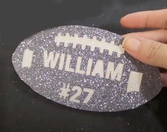 Football Decal/Cutout with Name & Jersey Number - Assorted Colors