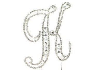 4" Rhinestone Letter Pick- Silver - Homecoming Mum Centerpiece - Cake Topper K-T