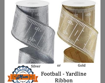 2.5" Football Ribbon - Yard Line - Homecoming Ribbon