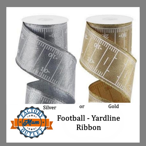 2.5" Football Ribbon - Yard Line - Homecoming Ribbon