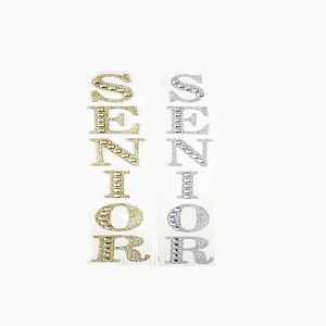 2 inch Large SENIOR Rhinestone Sticker Letter Strip - Gold or Silver