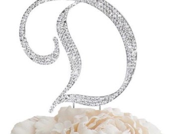 4" Rhinestone Letter Pick- Silver - Homecoming Mum Centerpiece - Cake Topper A-J