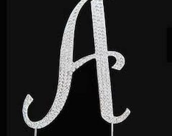 4" Rhinestone Letter Pick- Silver - Homecoming Mum Centerpiece - Cake Topper U-Z