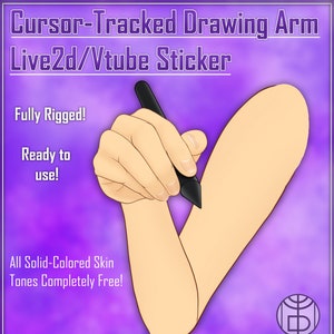 Cursor-Tracked Drawing Arm Live2D/Vtube Sticker - Fully Rigged!