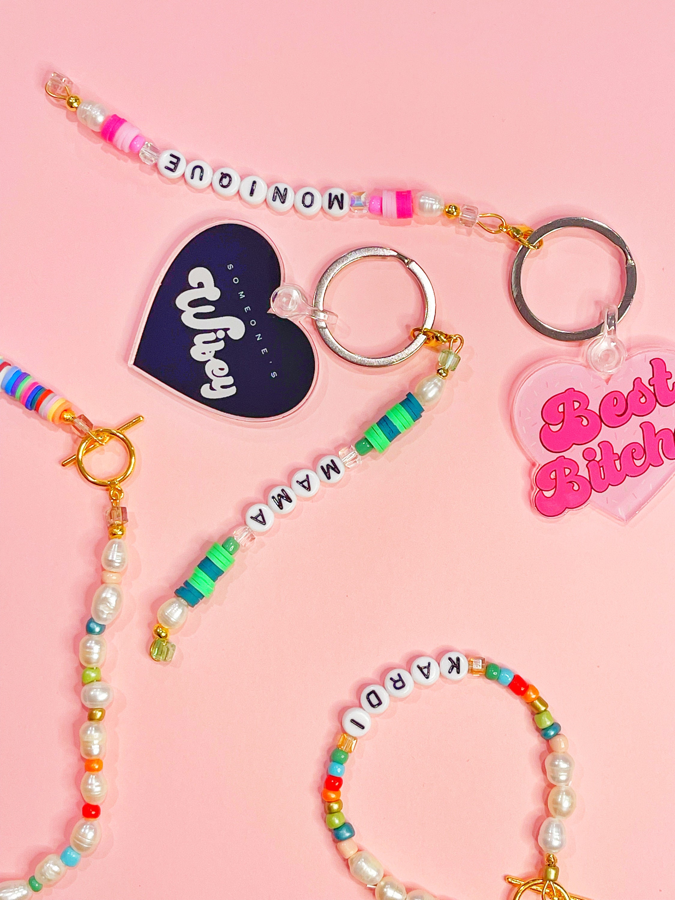 Custom Beaded Name Keychain Custom Keychain Monogram Etsy UK