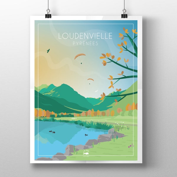 Affiche Pyrénées Loudenvielle 40x30 cm/ Poster déco intérieure / Art mural / Affiches Pyrénées / décoration design