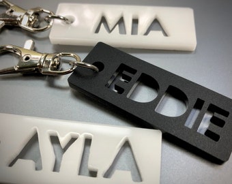 Personalized bag tag - keychain, backpack, school, sports, dance, Identification tag // Laser Cut
