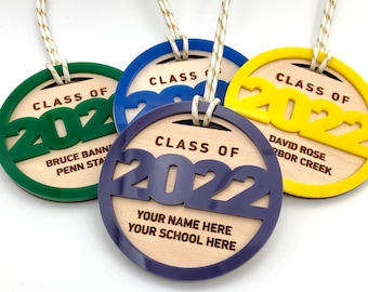 Personalized Class of 2022 Senior Commencement Graduation Ornament Keepsake / 2 Piece Custom Laser Cut & Engraved