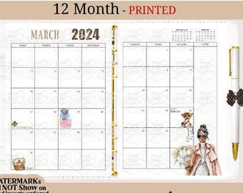 Black Woman PRINTED 2024 Dated Calendar 12 Month, Fashion  Planner Inserts, Refill, A5, A6, Half Page, Mm, Personal, Happy Planner