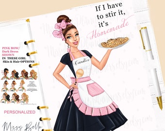 Baking Cookies Girl Planner Dashboard Insert / Cover PM MM GM Agenda, Planner Cover, A5 Dashboard, Personal Planner,  Happy Planners