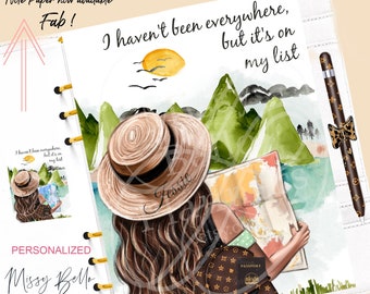 Wanderlust Travel Vacation Planner Dashboard Insert / Cover PM MM GM Agenda, Planner Cover, A5 Dashboard, Personal Planner,  Happy Planners