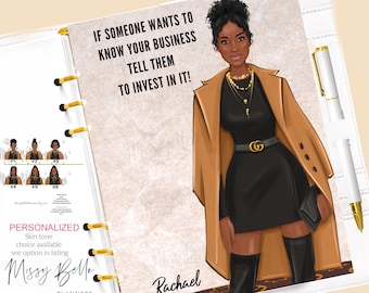 African American Woman Boss Planner Dashboard insert or Cover Set for your PM MM GM, A5, A6, Half Page, Designer Agenda, Happy Planner