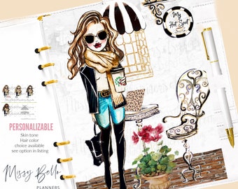 Yes Coffee Woman Planner Insert Dashboard / Cover for PM MM GM Agenda, A5 Dashboard, Personal Planner Happy Disc Bound