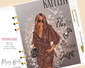 Panel de control de African American Girl Boss Planner, PM MM GM A5 Dash, Planificador personal, Happy Planner Disc insert / cover, paneles de agenda