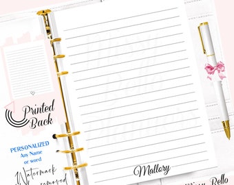 PERSONALIZED Styled Paper Planner Inserts Pages to fit, Personal Size, A5 Mini , pm, mm, gm, A6, Happy Planner, Half Page, Skinny HP