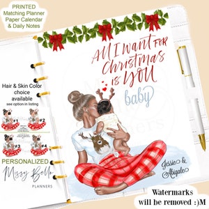 Baby&#39;s First Christmas, Mommy & Baby Dashboard / Cover set For Your Planner, Personal ,Pm, Mm ,A5, Ring Binder, Erin Condren, Happy Planner