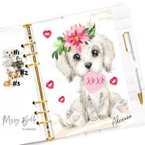 XoXo Dog Valentine Planner Dashboard Insert /Cover for PM MM GM Agenda, Planner Cover,A5 Dashboard, Personal, Erin Condren & Happy Planner