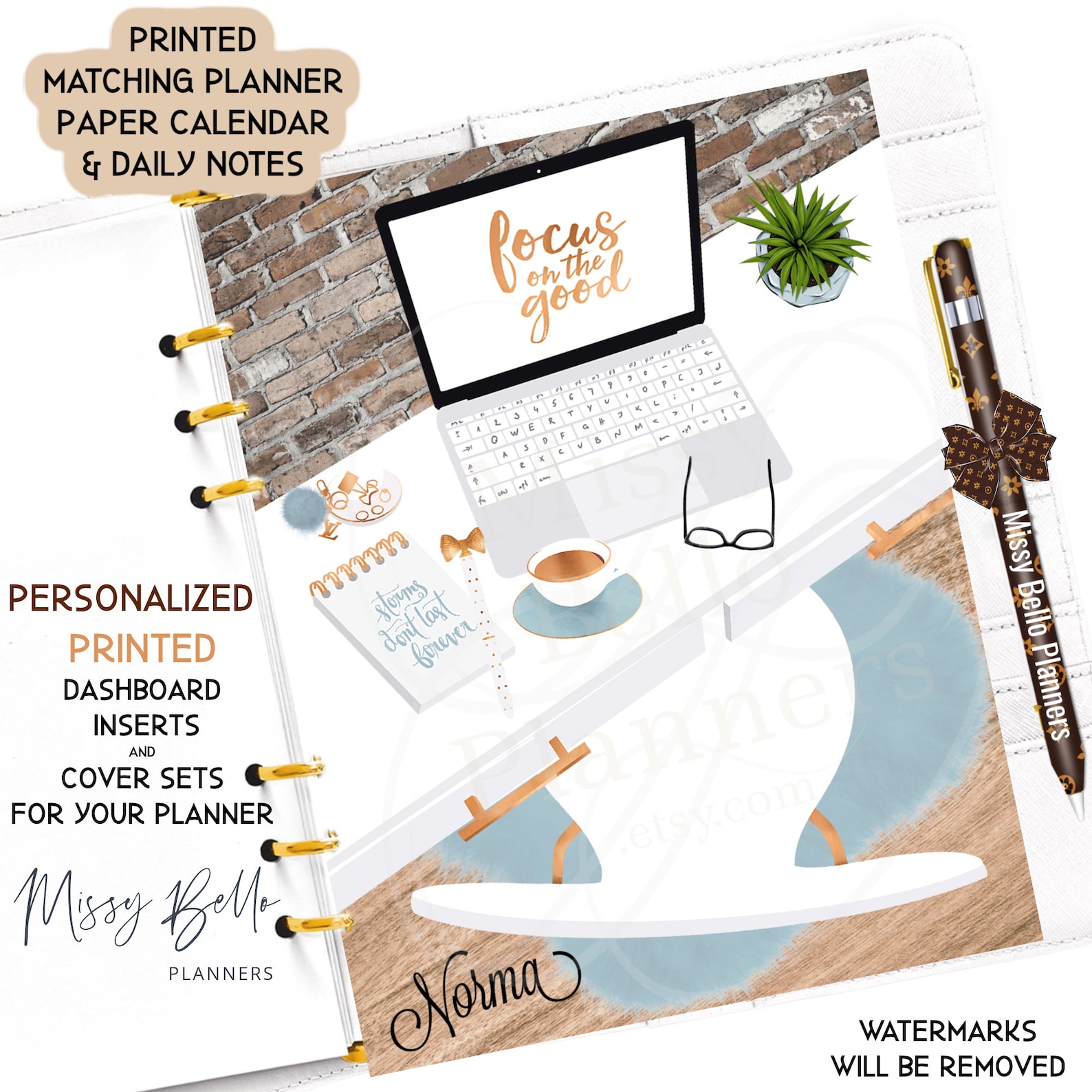 Focused Office Desk Planner Dashboard Insert or Cover Set for Etsy