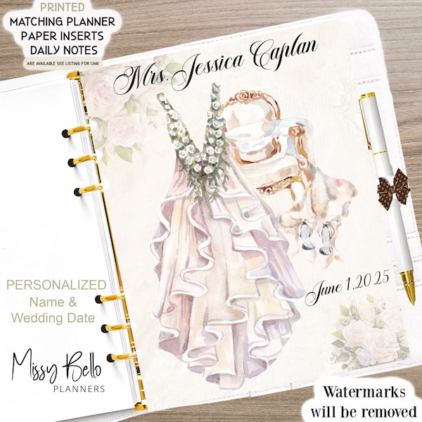 Personalized Wedding Agenda Insert Dashboard or Cover Set 'For Your Planner', PM, MM, A5, A6, Mini, Personal, Happy Planner, ring binder