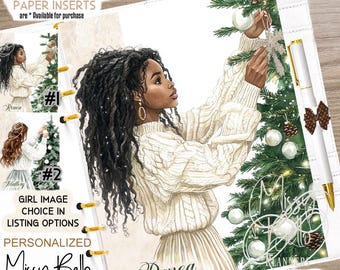 Julflicka, TRYCKT Agenda Dashboard-insats eller omslagsset för din kalender i storlekarna PM, MM, A5, A6, Mini, Personlig, Glad kalender