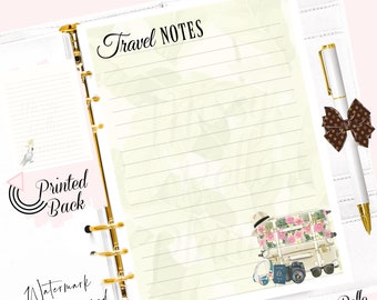 PRINTED Planner Note Paper Inserts , sizes A5, A6, MM, PM, Personal, Happy Planner, Filofax, Designer Agenda, Fashion Binder