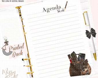 PRINTED, Luxury Fashion Note Paper, Planner Insert, size A5, A6, Mm, Pm, Half-Page, Disc, Add to Your Planner, Agenda or Ring Binder